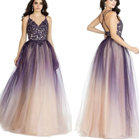 LUCCI LU ABBY PARIS PURPLE GOWN 90110, Size 14, New with Tag MSRP $380 SOO - Picture 1 of 13